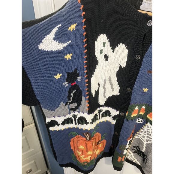 Vintage Signature by Northern Isles Halloween Motif Novelty Cardigan Size 3X - Picture 6 of 11